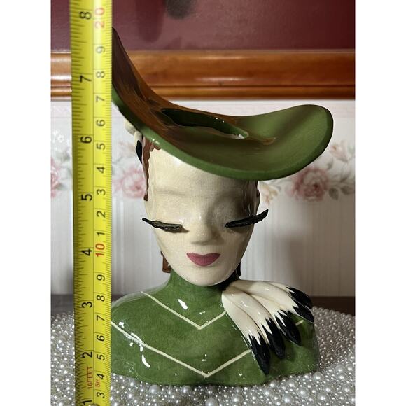 ERMYN TRUDE SIGNED BETTY LOU NICHOLS LADY HEAD VASE EYELASHES VINTAGE, Large - Picture 2 of 10